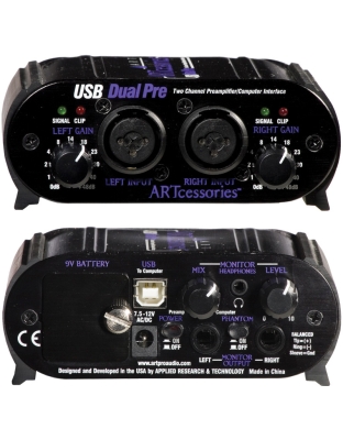2 channel preamp xlrtrs combo jacks usb
