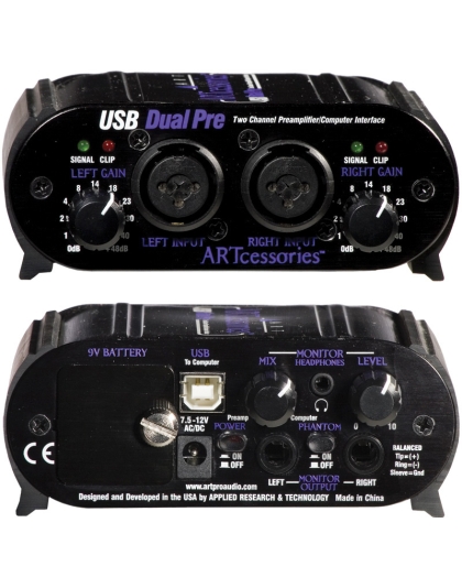 2 channel preamp xlrtrs combo jacks usb