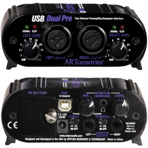 2 channel preamp xlrtrs combo jacks usb