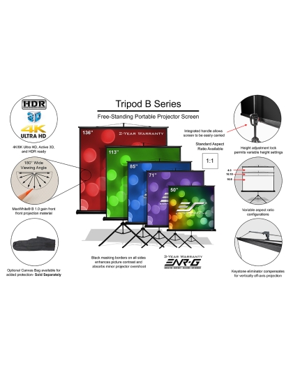 113-Inch 1:1 Front Projection Portable Screen