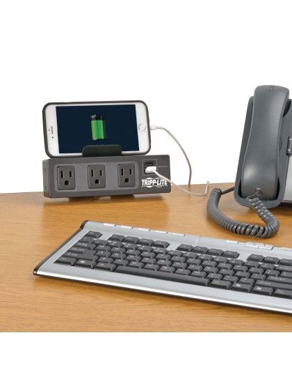 Protect It! 3-Outlet Surge Protector with Desk Clamp