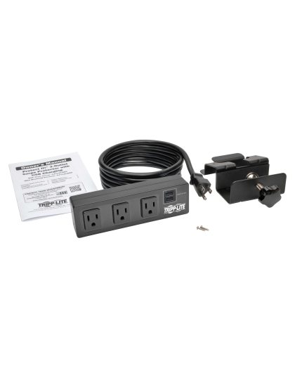 Protect It! 3-Outlet Surge Protector with Desk Clamp