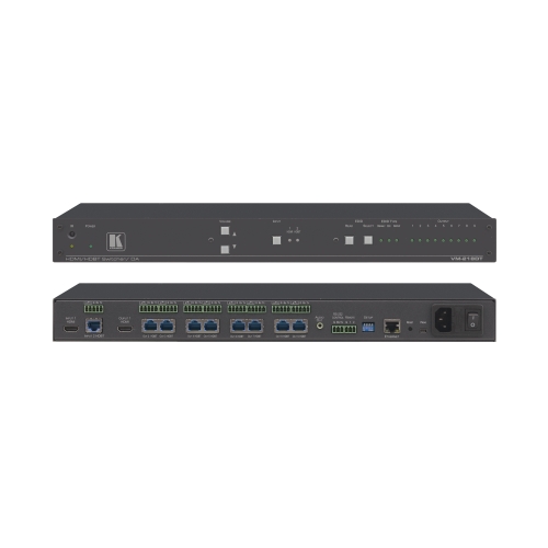 2x1:8 4K60 4:2:0 HDMI & Long−Reach HDBaseT  RS−232  IR & Stereo Audio Switchable DA