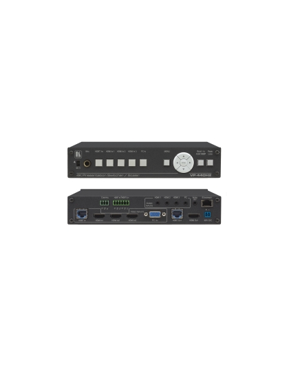 Compact 5−Input 4K60 4:4:4 Presentation Switcher/Scaler with HDBaseT & HDMI Simultaneous Outputs