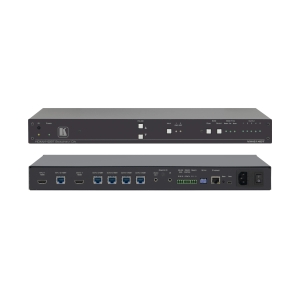 2x1:4 4K60 4:2:0 HDMI & Extended−Reach HDBaseT with Ethernet  RS−232  IR & Stereo Audio Switchable DA