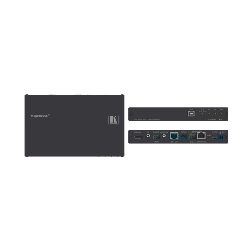 4K60 4:2:0 HDMI PoE Transmitter with USB  Ethernet  RS−232  IR & Stereo Audio Embedding over Extended−Reach HDBaseT 2.0