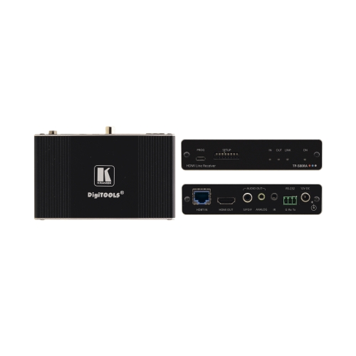 4K60 4:2:0 HDMI Receiver with RS−232  IR & Stereo Audio De−embedding over Long−Reach HDBaseT