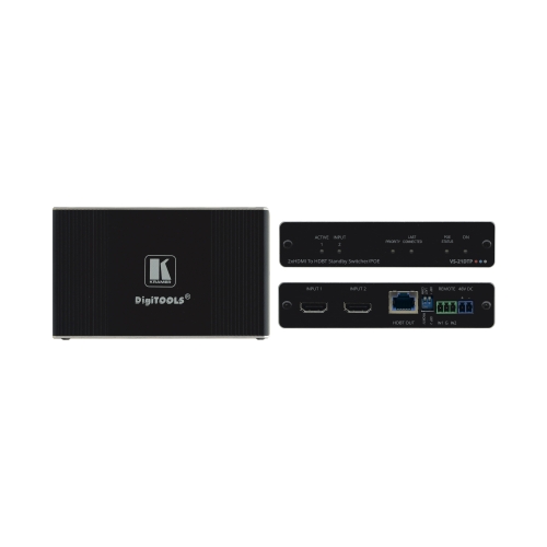 2x1 4K60 4:2:0 HDCP 2.2 HDMI Auto Switcher with Bidirectional PoE over HDBaseT