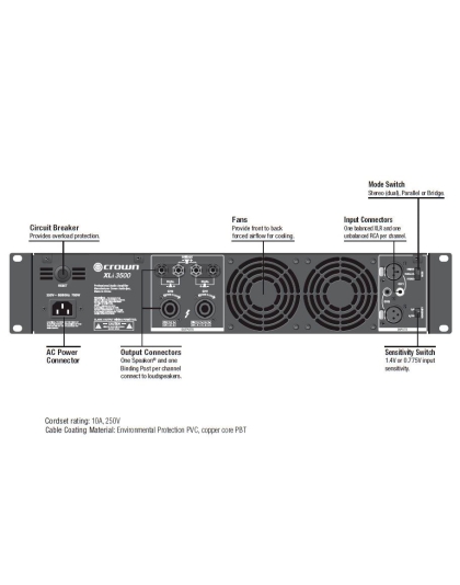 Crown XLi1500 900 Watt 2 Channel Audio Power Amplifier