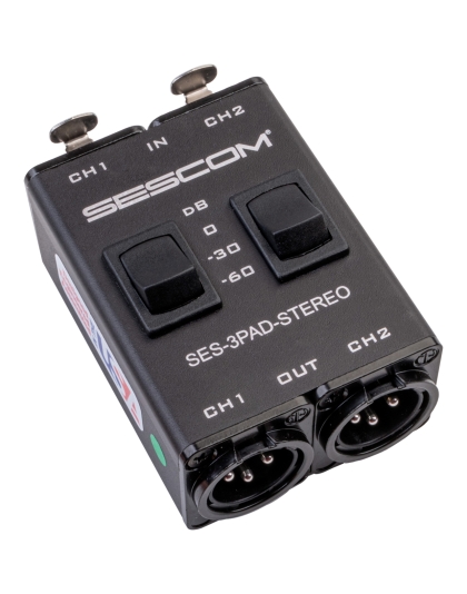 2 Channel XLR Mic Pad with 0dB/-30dB/-60dB Adjustable Attenuation
