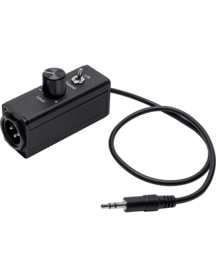 3.5mm to 3-Pin XLR Laptop to Mic Level Adapter Interface with Ground Lift Switch &amp; Level Control