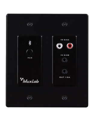 Bluetooth and Analog Audio to Dante Interface 2-Gang Wallplate (Black or White)