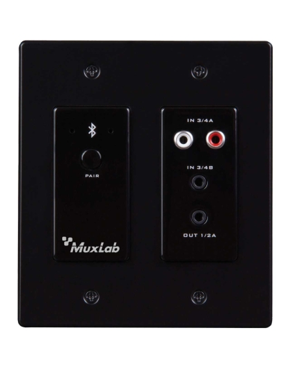 Bluetooth and Analog Audio to Dante Interface 2-Gang Wallplate (Black or White)