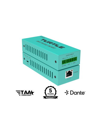 Pro Dante Dual Channel Analog Line Output Adapter with Gain Controls