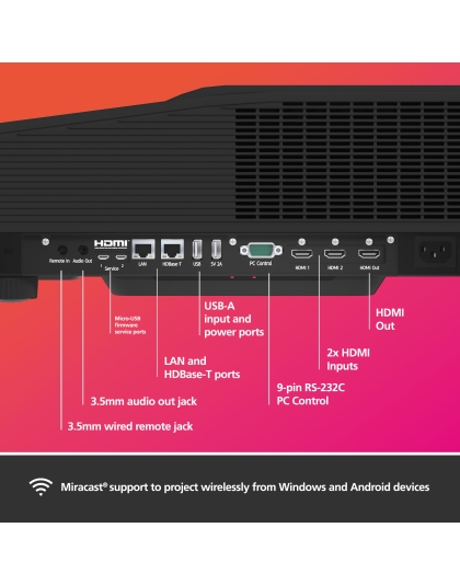 Ricoh PJ UHL3660 Ultra Short Throw Laser DLP Projector with Miracast