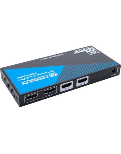 8K HDMI 2.1 and HDCP 2.3 Compliant 2x1x2 Splitter &amp; Switcher