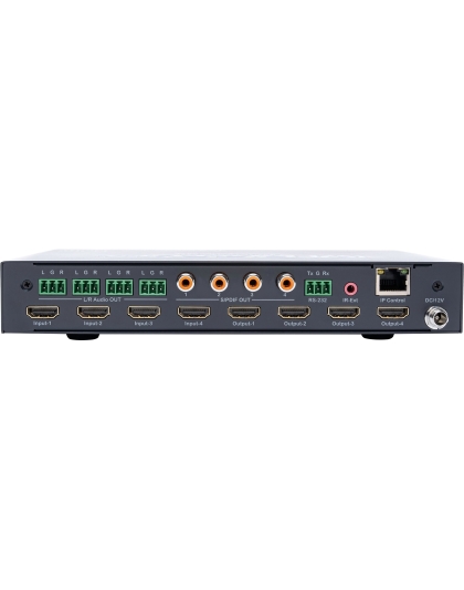 4K HDR 4x4 HDMI Matrix Switcher with Downscaling - 18Gbps
