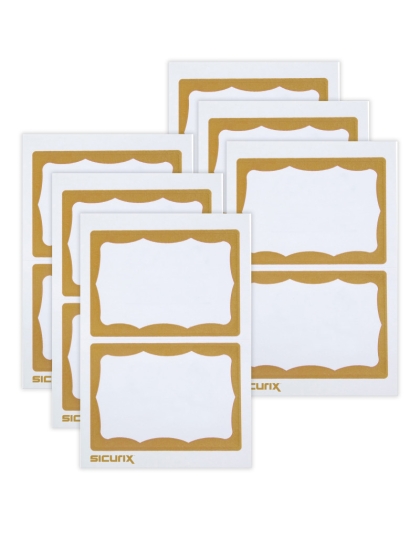 Adhesive Badges, Gold Border, 100 Per Pack, 6 Packs