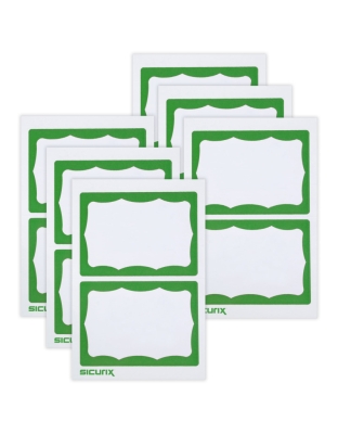 Adhesive Badges, Green Border, 100 Per Pack, 6 Packs