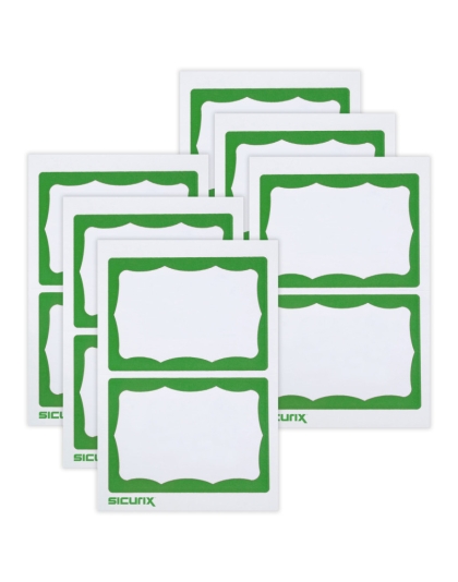Adhesive Badges, Green Border, 100 Per Pack, 6 Packs