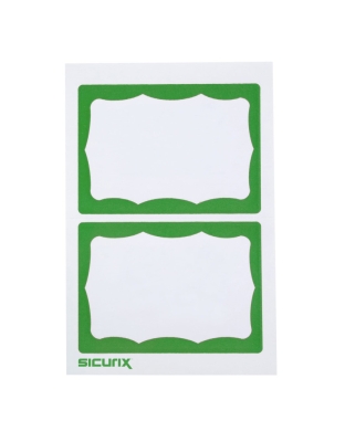 Adhesive Badges, Green Border, Pack of 100