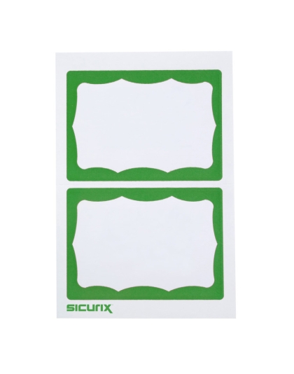 Adhesive Badges, Green Border, Pack of 100