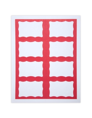 Adhesive Badges, Red Border, Pack of 200
