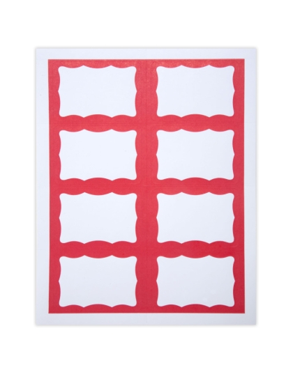 Adhesive Badges, Red Border, Pack of 200