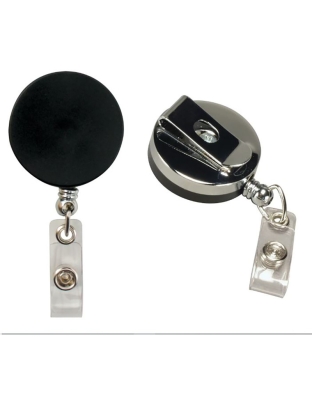 Heavy Duty Round ID Badge Reel with Belt Clip, Black