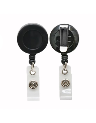 Standard Round ID Badge Reel with Belt Clip, Black