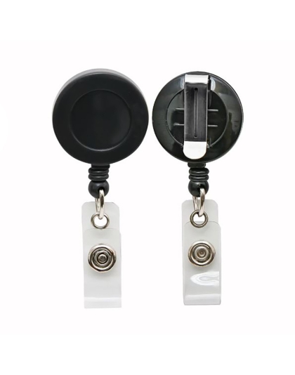 Standard Round ID Badge Reel with Belt Clip, Black