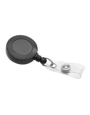 Standard Round ID Badge Reel with Swivel Spring Clip, Black