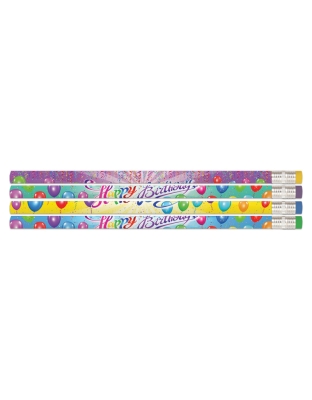 Happy Birthday Rainbow Pencil, Pack of 12