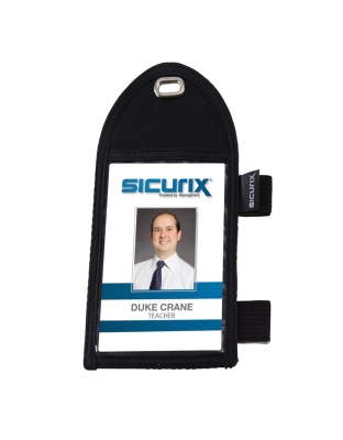 Pen Loop ID Neck Pouch Badge Holder, Vertical, Black