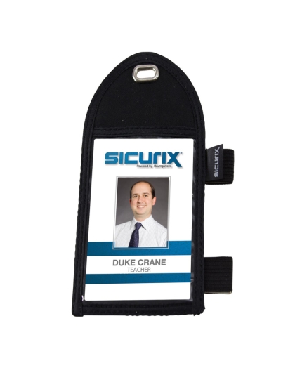 Pen Loop ID Neck Pouch Badge Holder, Vertical, Black