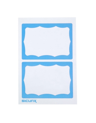 Adhesive Badges, Blue Border, Pack of 100
