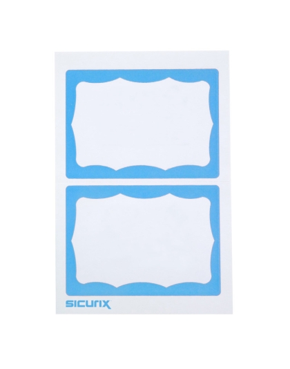 Adhesive Badges, Blue Border, Pack of 100