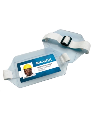Armband Badge Holders Elastic Strap, Vertical, Clear, Pack of 12