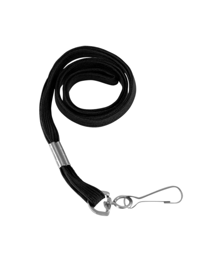 Flat Lanyard with J Hook, Black, Pack of 100