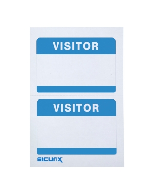 Visitor Adhesive Badges, Blue, Pack of 100