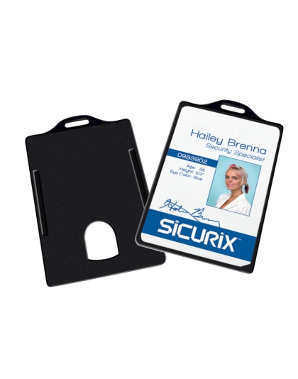 Badge Dispensers, Vertical, Black, Pack of 25