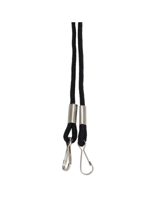 Lanyard, Rope Style, 2 J Hooks, Black, Pack of 24