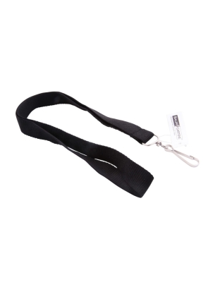 Recycled PET Lanyard, Flat Style, J Hook, Black
