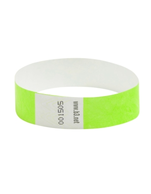 Sequentially Numbered Security Wristbands, 3/4", Green, Pack of 100