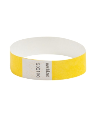 Sequentially Numbered Security Wristbands, 3/4", Yellow Pack of 100