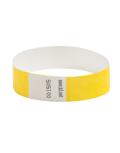 Sequentially Numbered Security Wristbands, 3/4", Yellow Pack of 100