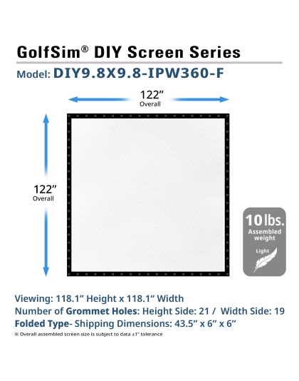 -Inch GolfSim DIY ImpactWhite Portable  Front Projection Screen