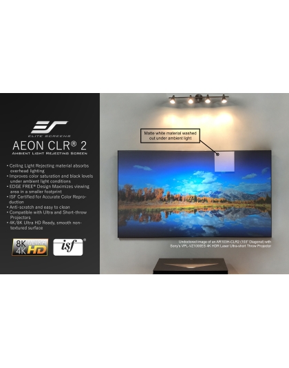 123-Inch Aeon CLR 2 Fixed Frame Ceiling/Ambient Light Rejecting 16:9 Front Projection Screen