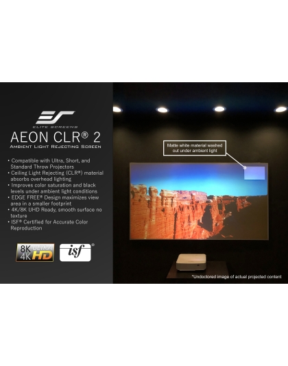 123-Inch Aeon CLR 2 Fixed Frame Ceiling/Ambient Light Rejecting 16:9 Front Projection Screen