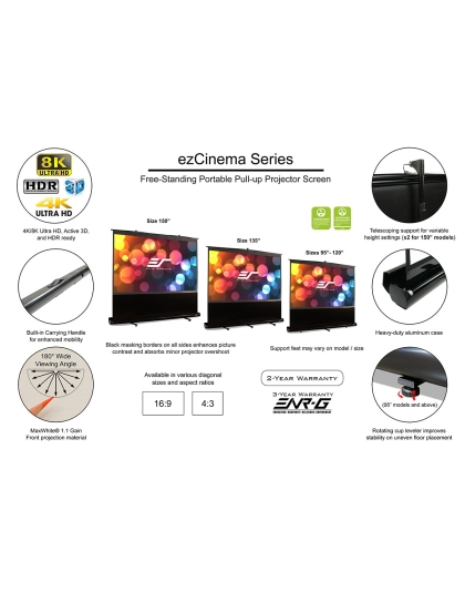 150-Inch ezCinema Portable 16:9 Front Projection Screen